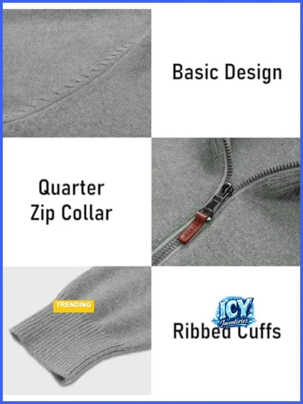Men's Quarter Zip Pullover Lightweight Mock Neck Sweater Long Sleeve Warm Fall